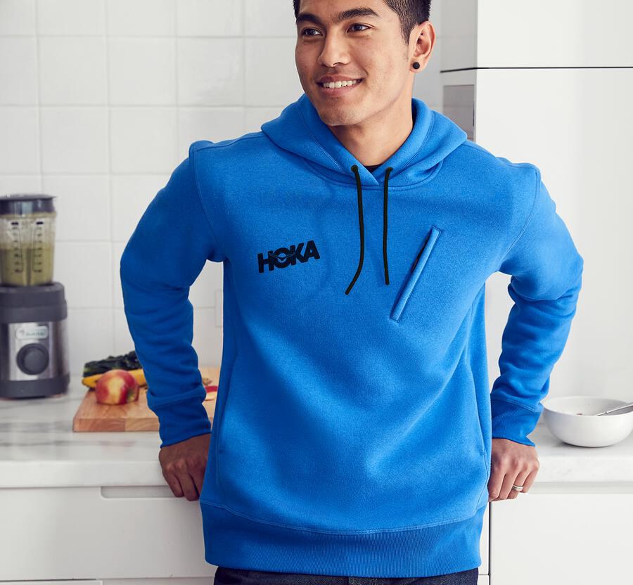 Hoka Australia One One Performance - Mens Hoodie Blue - HNPTZ-8016